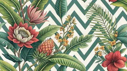 Wall murals Vintage Botanical Chevron Background AI Photo
