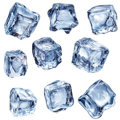 Obraz premium Melting Ice Cubes isolated on white background.PNG