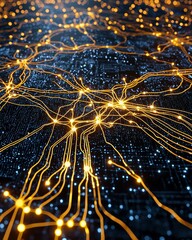Supply chain global interconnected network. Abstract representation of glowing network connections on a dark background, symbolizing technology and digital communication.