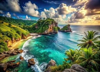 Vintage Island Coast Photography, Coastal Scenery, Island Views