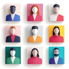 Diverse Collection of Colorful  Minimalist Character Icons for User Profiles  Social Media  and Web Applications