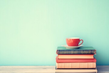 Cozy Reading Nook with Books and Coffee