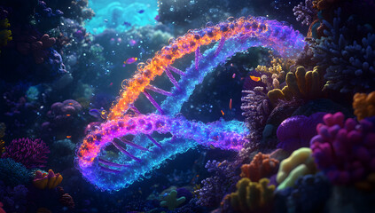 Futuristic Glowing Fiber Optic Cable in a Vibrant Underwater World