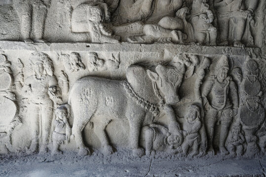  Ellora Caves in Maharashtra India, which is a UNESCO World Heritage Site, are the world's largest monolithic excavation of 34 Hindu, Buddhist and Jain temples carved into a basalt cliff. 