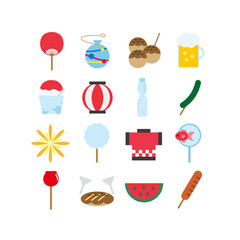 シンプルでフラットな日本のお祭りのベクターイラストアイコン｜Simple & Flat Japanese Festival Vector Illustration Icon