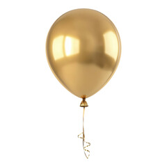 A shiny gold balloon with a curly ribbon, reflecting light and creating a festive appearance.