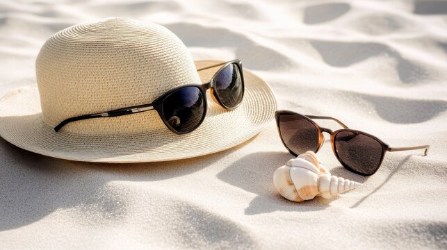 Holiday Essentials On Sunny Beach Sand Arrangement