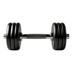 Fototapeta premium A sturdy black dumbbell with a textured grip and weighted plates on both ends, ideal for strength training and fitness routines.