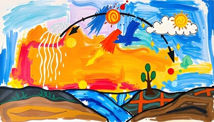 Obraz premium An abstract artwork depicting the water cycle, World Water Day concept