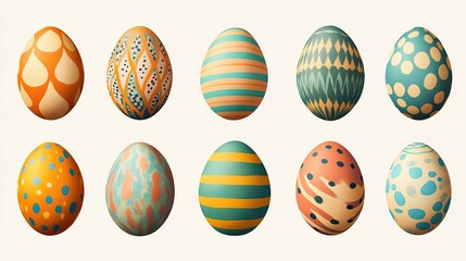 Vibrant Easter Egg Patterns: A Diverse Array of Colorful Eggs, Perfect for Easter Celebrations and Decorative Backgrounds