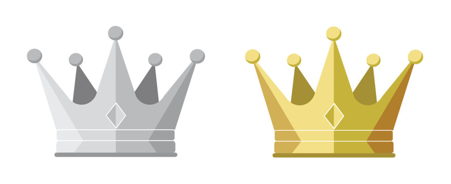 golden and silver crown on white background - Powered by Adobe