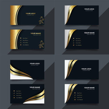 Gold, black business card mockup design