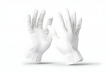 Obraz premium Pair of white hand glove on white background, with copy space