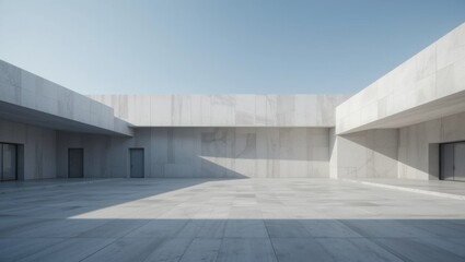 Obraz premium Minimalist Concrete Architectural Space with Geometric Walls and Soft Natural Lighting