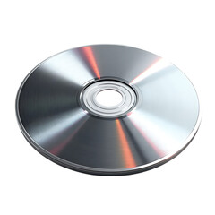 CD compact disc reflecting light, representing digital media storage, isolated on transparent background.