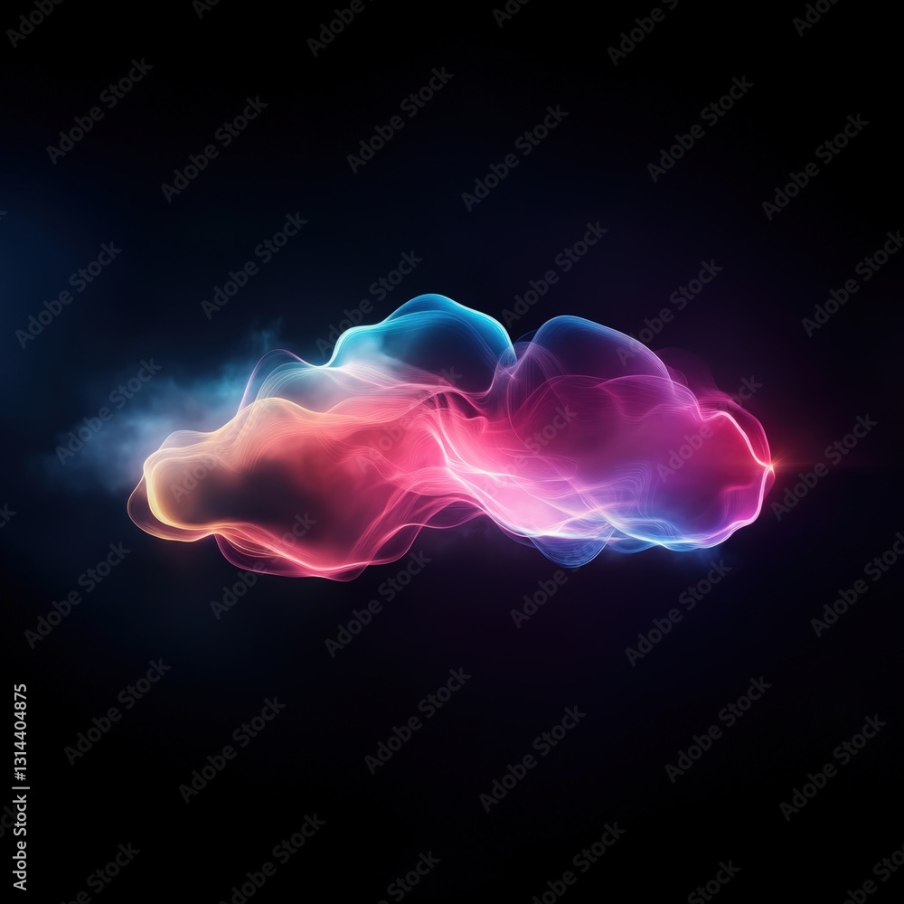 Poster dynamic colorful light waves digital space abstract art dark background artistic perspective visual 