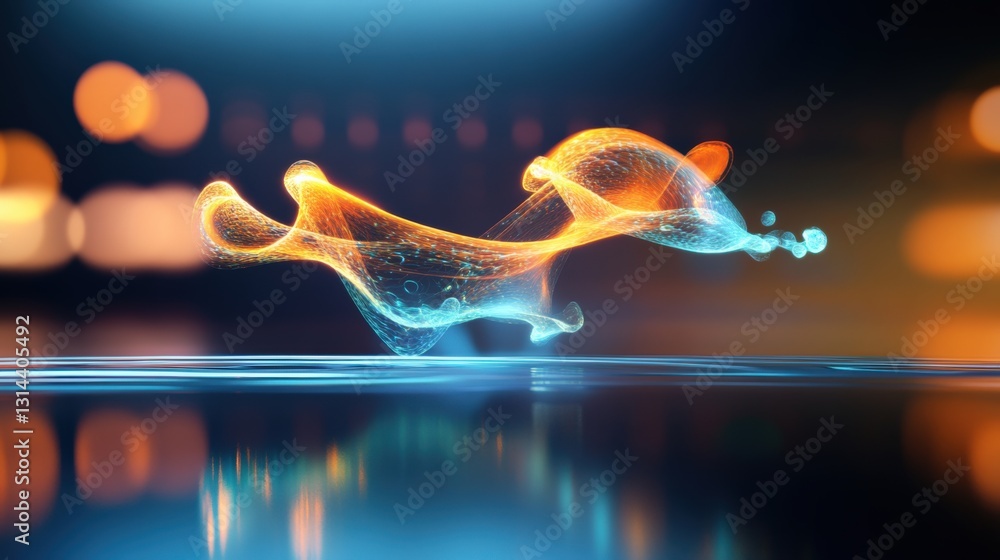 Poster dynamic fluid motion in abstract visualization studio environment digital art futuristic concept clo