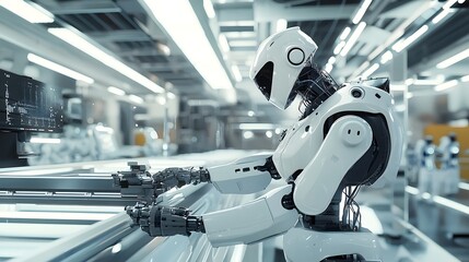 Cybernetic Robot Performing Precision Tasks in High Tech Medical or Research Facility