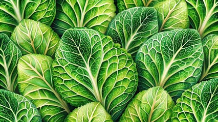 Obraz premium Watercolor Green Leaf Pattern Food Photography