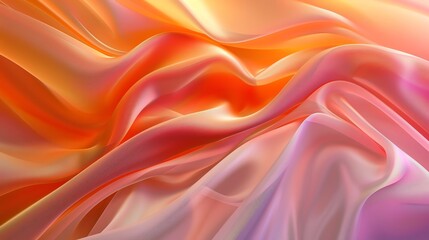 Obraz premium Abstract Flowing Silk with Orange and Pink Hues Creates Soft Background