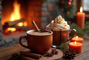 delightful cozy hot beverages featuring seasonal garnishes perfect creating warm atmosphere during chillier months, drink, coffee, tea, chocolate, cider