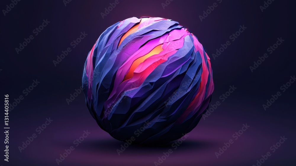 Poster vibrant abstract sphere with colorful textures and layers