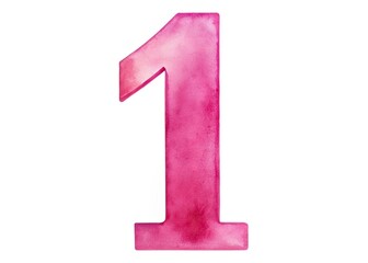 Watercolor Number One, Rule of Thirds, Bold Pink