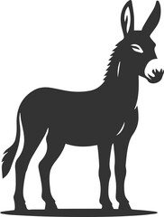 Fototapeta premium Donkey standing tall with ears forward vector silhouette animal design