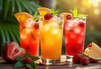 colorful refreshing cocktails artfully crafted fresh seasonal fruits ice delightful touch vibrancy, rainbow, lgbtq, lgbt, pride, love, equality, drink