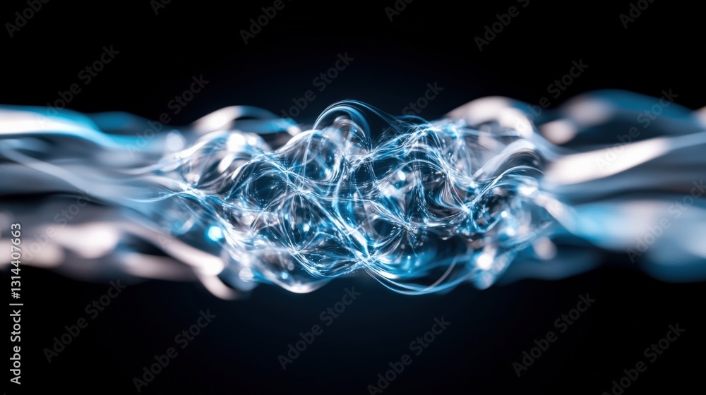 Poster dynamic flowing energy abstract background digital art dark environment close-up view concept of mot