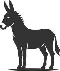 Donkey standing tall with ears forward vector silhouette animal design