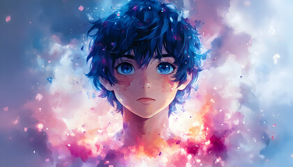 A boy, emotional, ethereal, art portrait