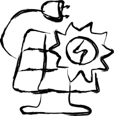 solar power icon in doodle style