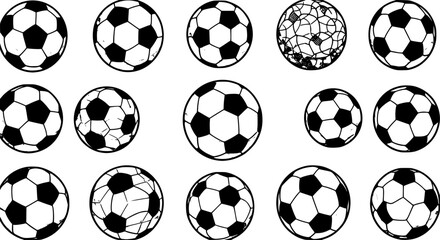 Obraz premium Soccer ball set icons, football signs, line soccer sport ball – vector 