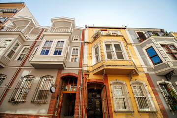 facade of the old buildings in yeldegirmeni kadikoy istanbul