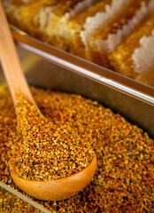 Sweet Healthy and Organic Honeycomb and Pollen