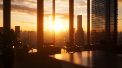 business professionals discussing in high-rise office