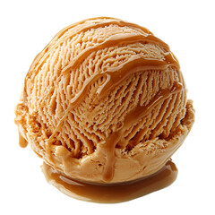 Fototapeta premium Delicious Caramel Ice Cream Scoop Sweet Food Cold isolated on transparent background