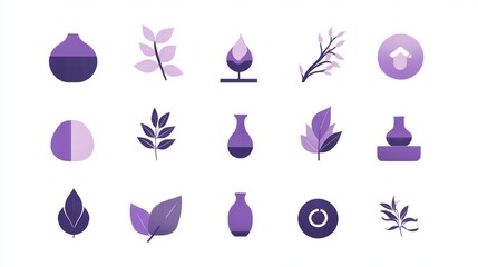 Art Minimalist Icons Overview Purple Tones Gourmet