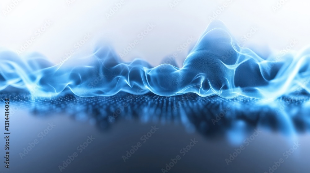 Poster dynamic blue wave motion digital art abstract background fluid environment close-up perspective visu