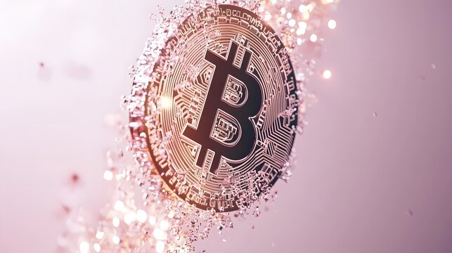 Glowing Bitcoin Mining Rig with Neon Lights Powering Blockchain Transactions