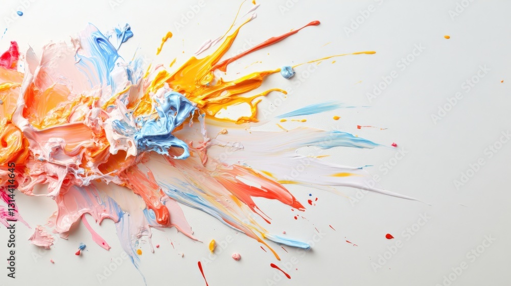 Aufkleber vibrant paint splashes create dynamic abstract art studio visual art creative space eye-level colorf