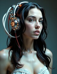 Futuristic headphones portrait: style meets technology for trendy sound lovers