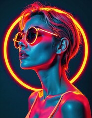 Futuristic neon portrait with vibrant aesthetic for modern design inspiration