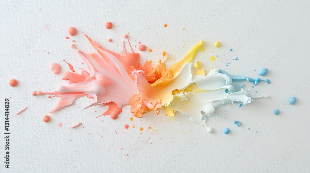 Poster vibrant paint splash action in studio colorful art experiment creative environment top-down view art