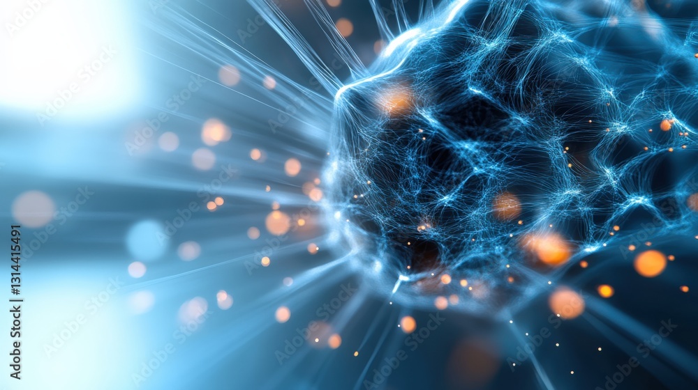 Poster dynamic visualization of neural activity scientific research lab abstract art futuristic environment