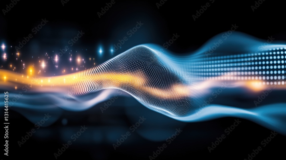 Poster dynamic digital waves abstract visualization graphic design futuristic environment high-tech viewpoi