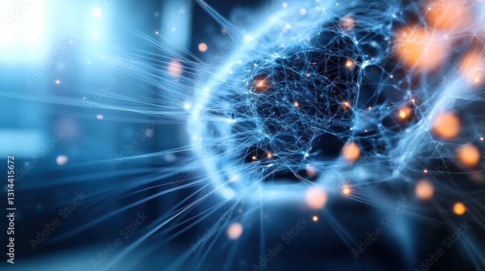 Poster innovative neural network interaction digital space abstract art futuristic environment close-up vie