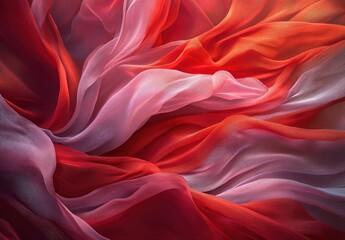Fototapeta premium Red silk fabric, draped and flowing in an elegant display of texture and movement.