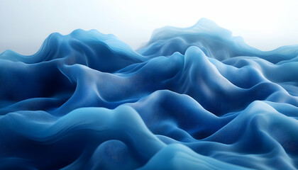 Obraz premium Abstract blue flowing fabric landscape